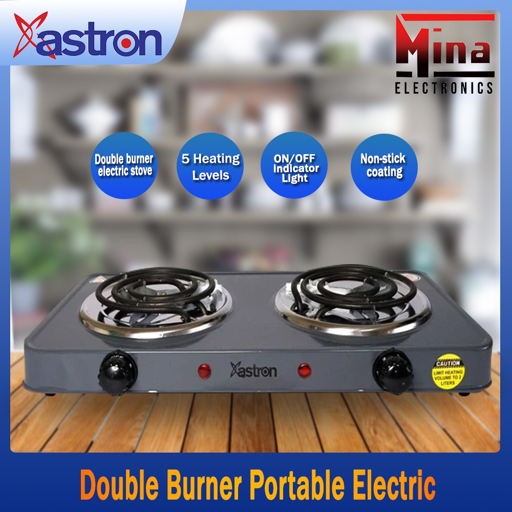 Astron ES271 Double Burner Portable Electric Stove (Gray) (1000W x 2