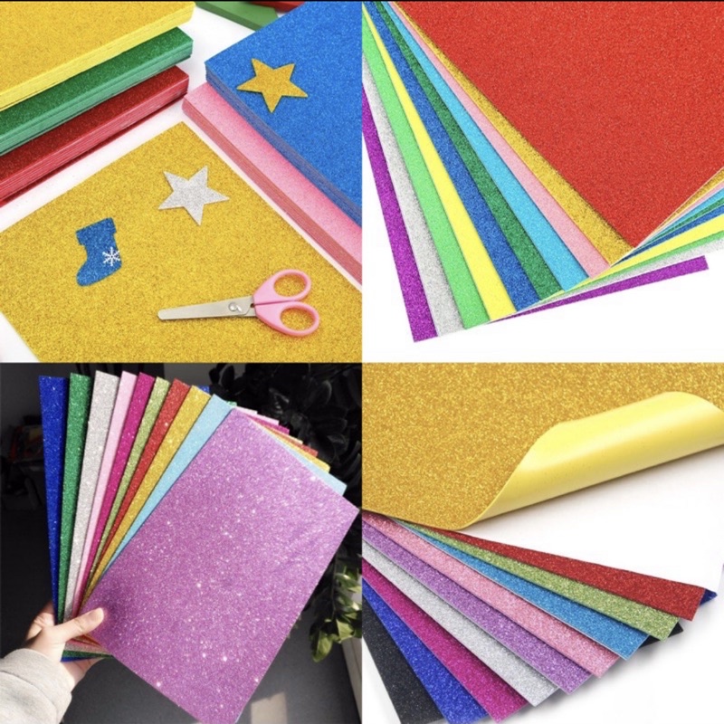 5 sheets DIY Glitter Foam Sheet with Adhesive Tape Shopee Philippines