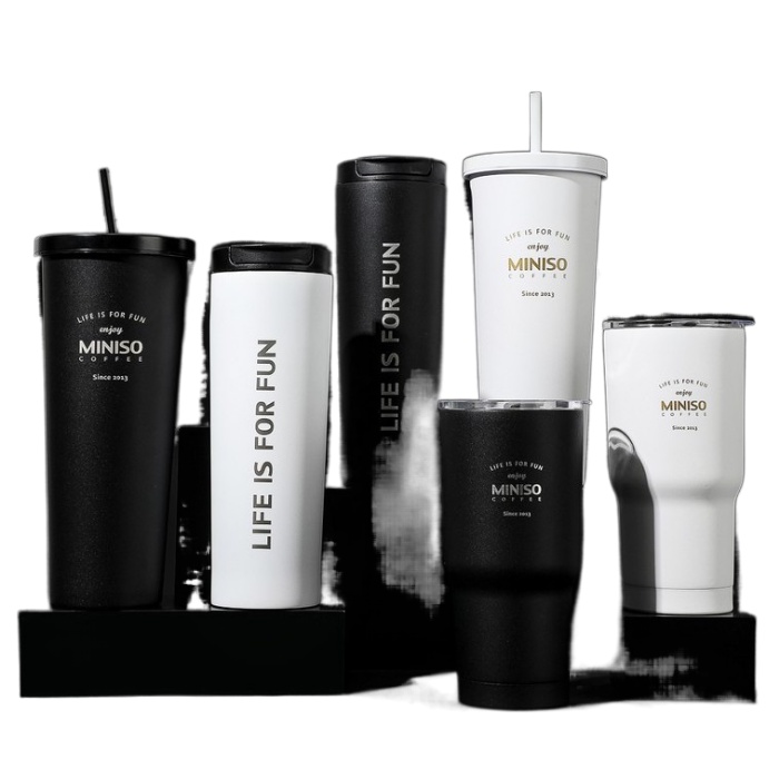 Miniso Classic Black White Series Coffee Mug Vacuum Cup Kettle Thermos