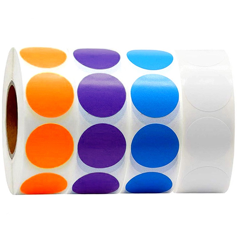 Round Purple White Blue Orange Labels 1 inch Round Color Coding Dot