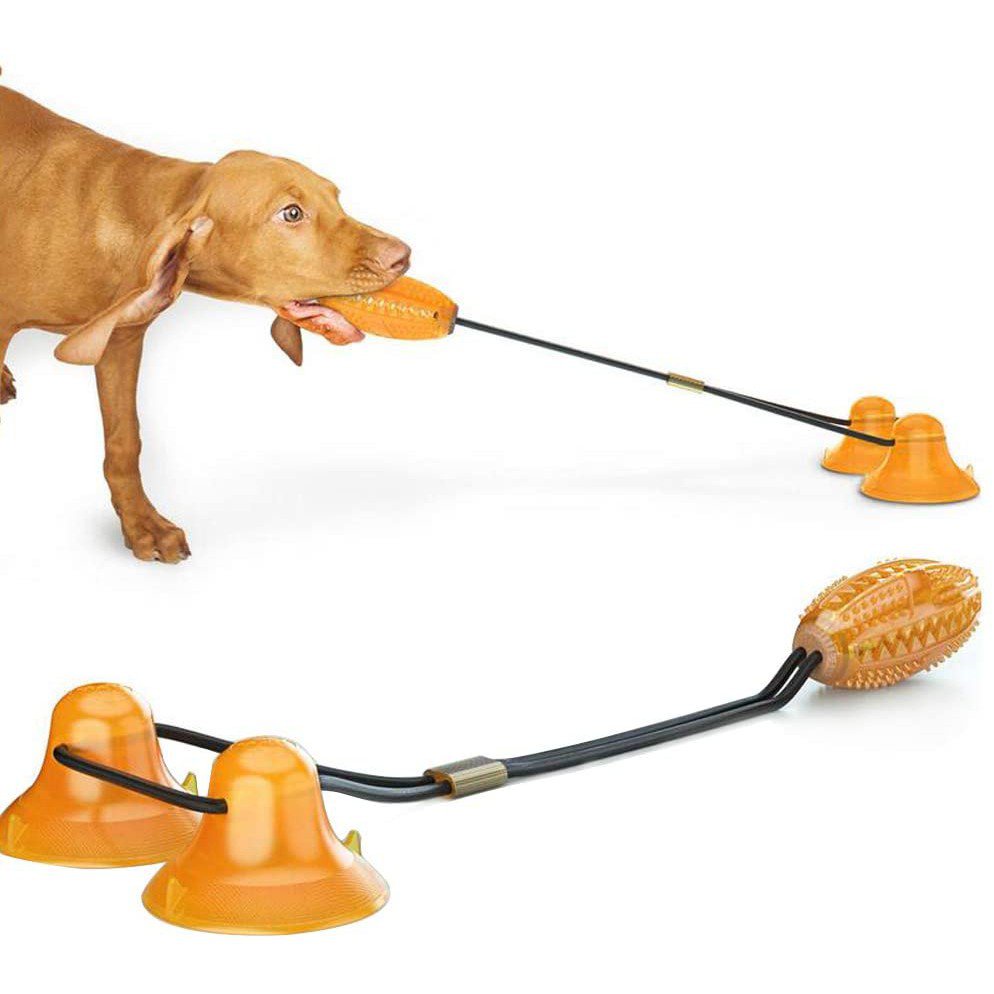 BoutiqueSuction Cup Tug Dog Toy, Dog SelfPlaying Tug of War Pet Molar Bite Toy with Suction pup