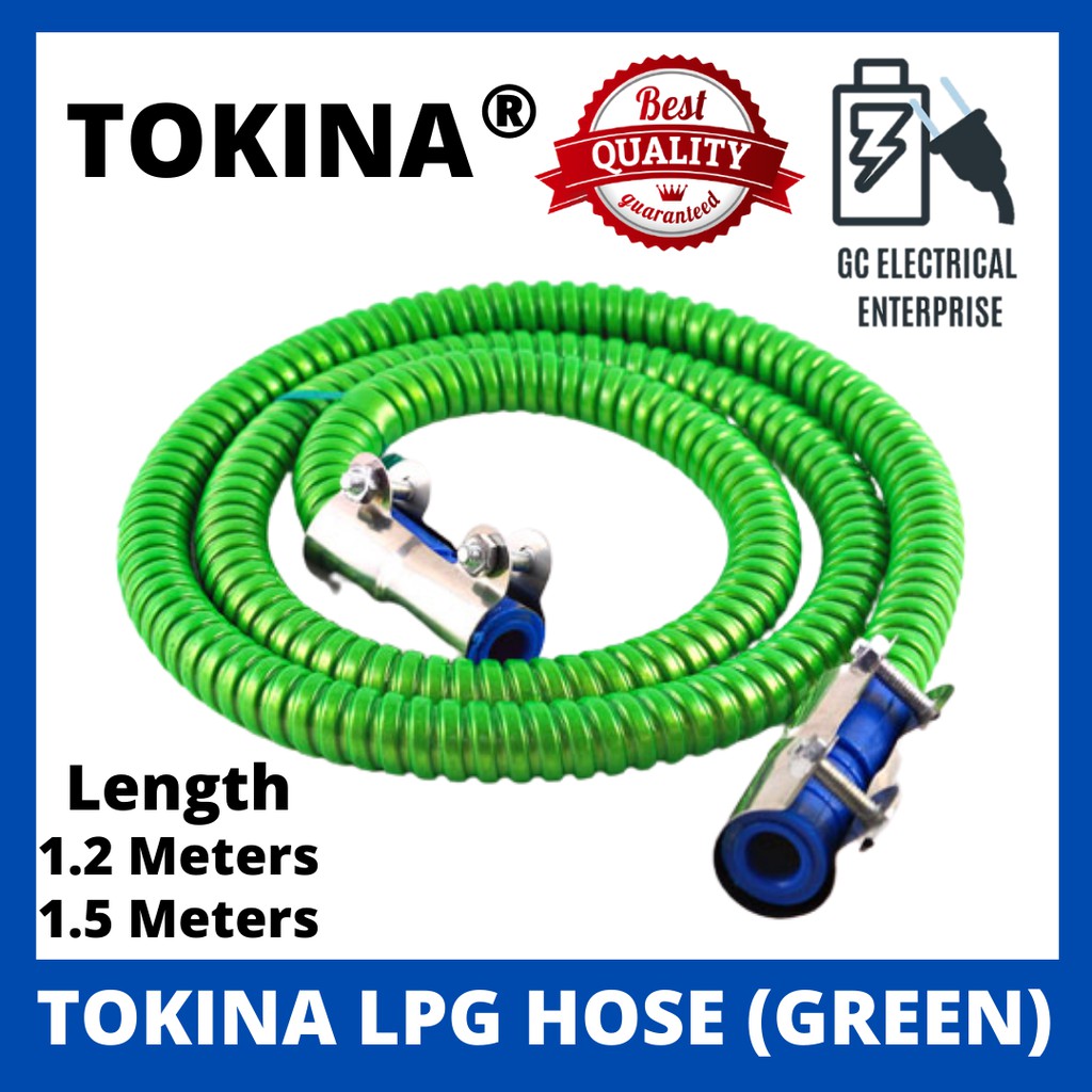 Heavy Duty LPG Gas Stove Hose Green Gas Hose Rubber w/ 2 FREE Clamps