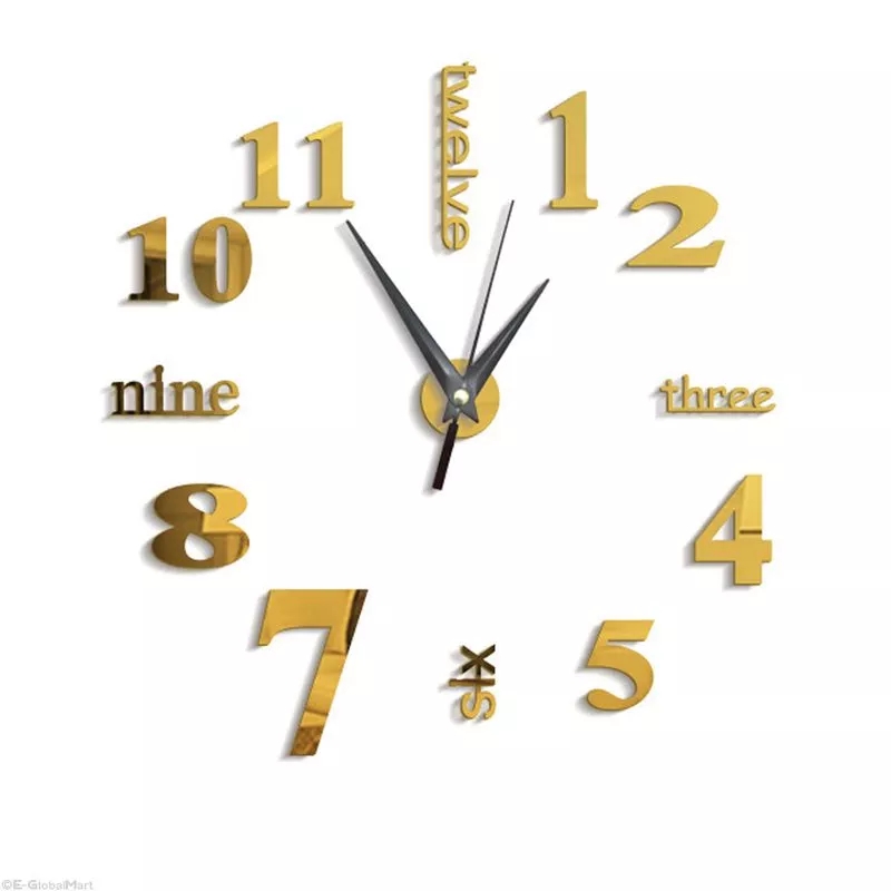 4 Colors DIY Living Room Large Acrylic 3D Mirror Wall Clock Decoration