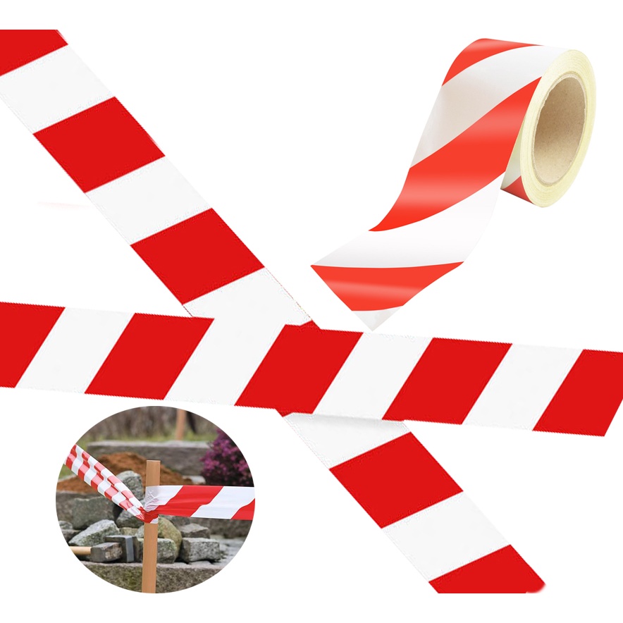Red/White Striped Barricade Tape Caution Tape Alert isolated reflective