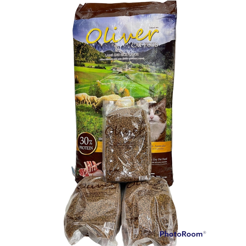 Oliver Cat 15 Kg. Lamb And Rice Flavor Food Size 15 Less Salty High