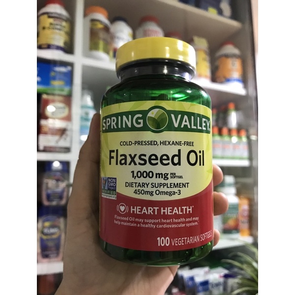 Spring Valley Flaxseed Oil 1000mg + 450mg Omega3 (100 Softgels) Exp