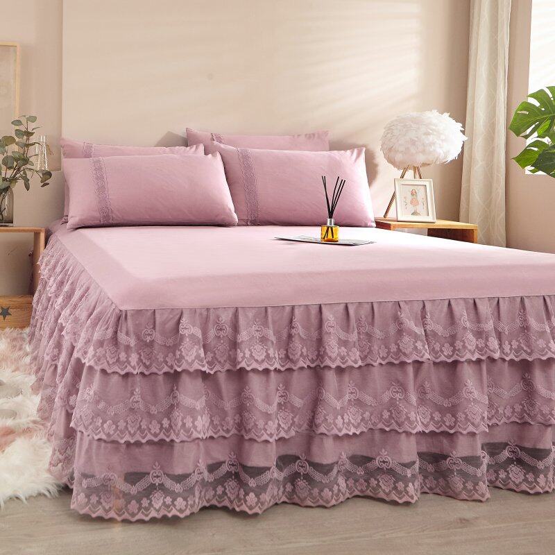 Unimont Princess Lace Bed Skirt Bedspread Sheet Bed Cover Queen King