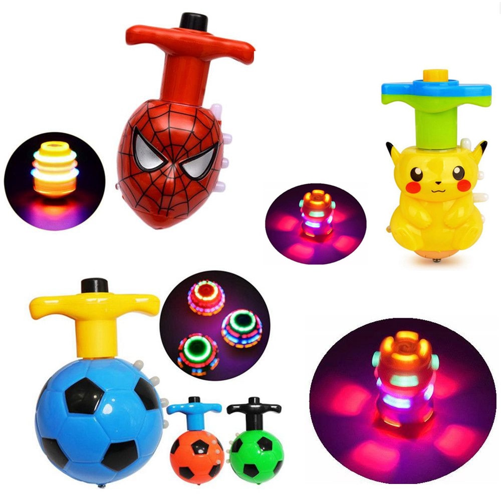 1 set Electric LED Spinning Top Flashing Light Music Cute Animal