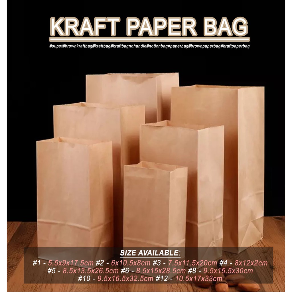 QJOQ.PH Brown Paper Bag by 50Pcs. Per pack Gift Wrapping Paper Bag Kraft Paper Wrapping Bag