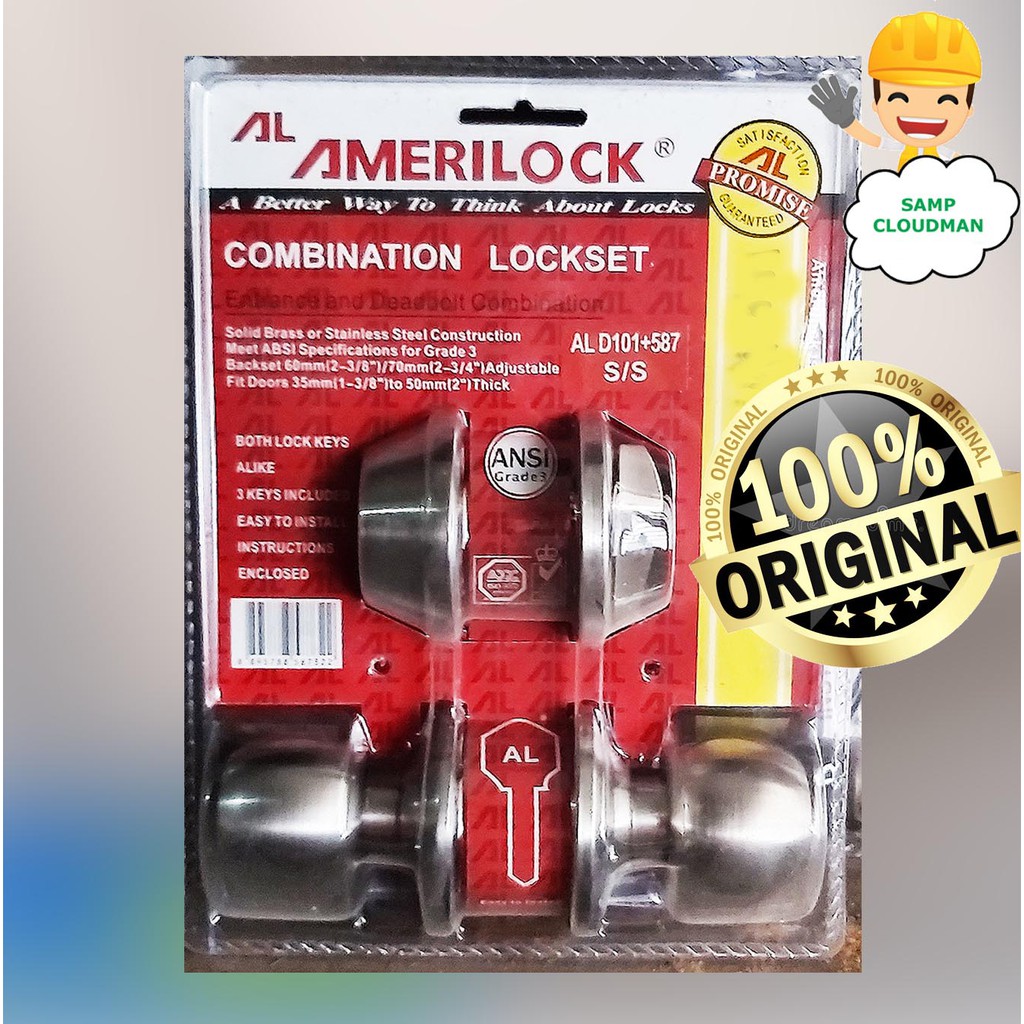 Amerilock Combination Lockset Stainless Door Knob w Single Deadbolt