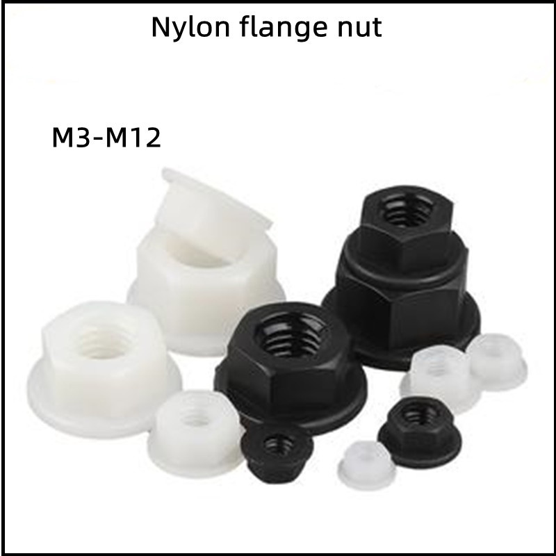 Nylon flange nut hexagon anti slip nut with buffer plastic lock nut