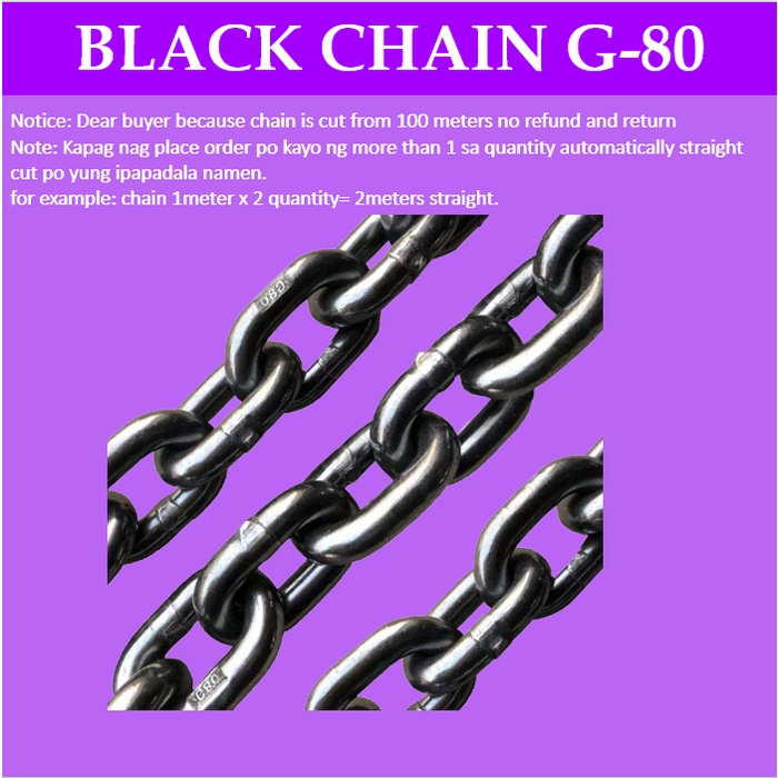 (5m )kadina G80 Black Chain 16 feet 6mm10mm High Strength Chain for