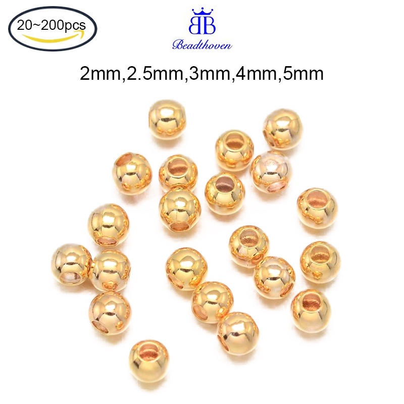 20200pc Real 18K Gold Plated Brass Round Spacer Beads Lead Free