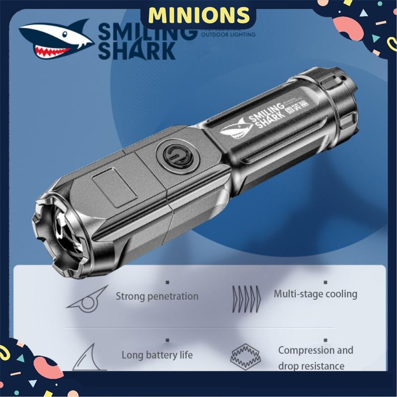 [100 original]SMILING SHARK Flashlight Super Bright Torch Light