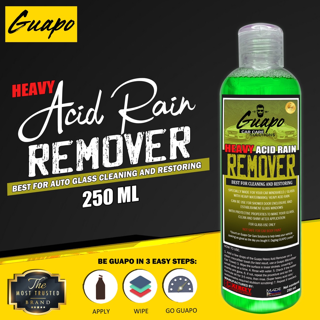 Guapo Car Care Heavy Acid Rain Remover for Glass Windshield Water mark