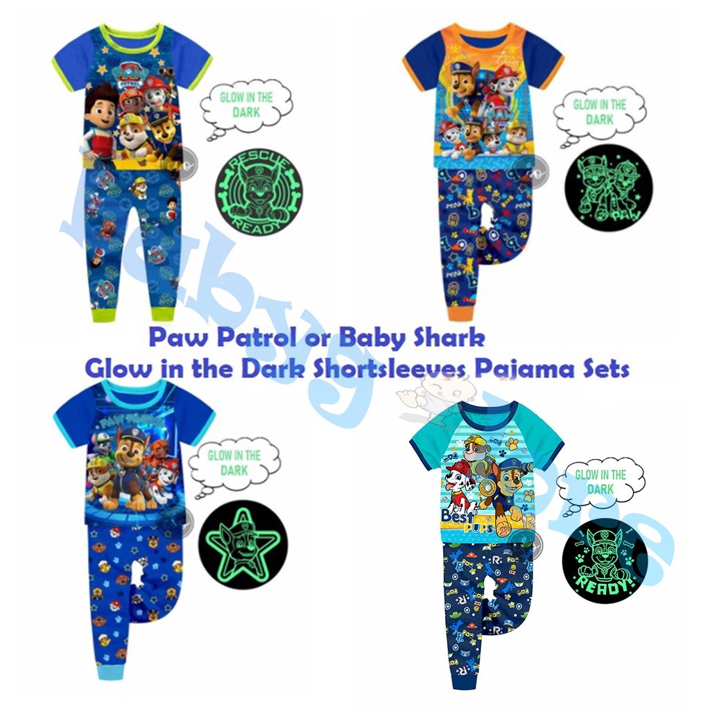GLOW in the DARK Pajama Set Paw Patrol Shortsleeves Pajamas Set for