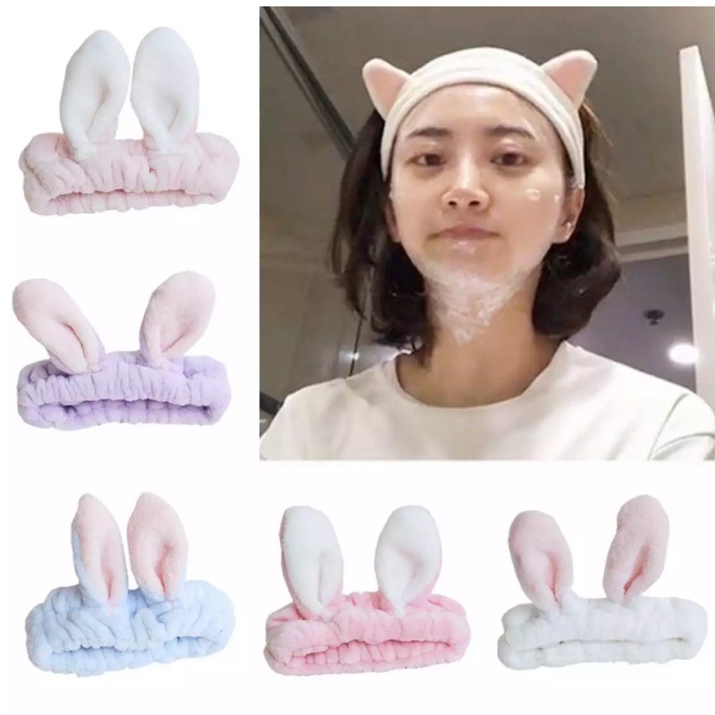 Korean Bunny Ears Makeup Turban/Headband Wash Face Cosmetic Headband