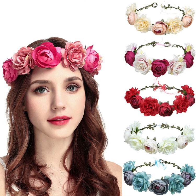 Women Artificial Rose Flowers Headbands / Ladies Wedding Headwear