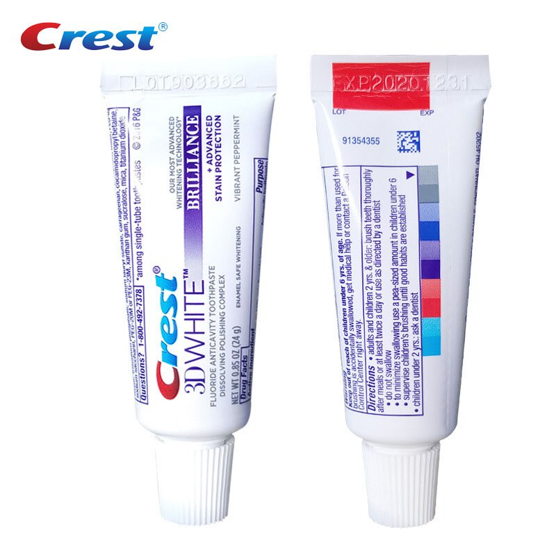 3D White Crest Toothpastes Brilliance Teeth Whitening Fluoride Anticavity Squeezers Portable