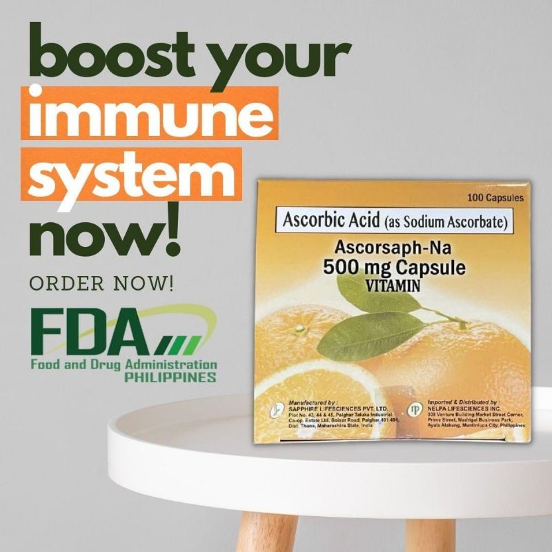 100's AscorsaphNa Vitamin C Ascorbic Acid as Sodium Ascorbate (Non Acidic) 500mg Shopee