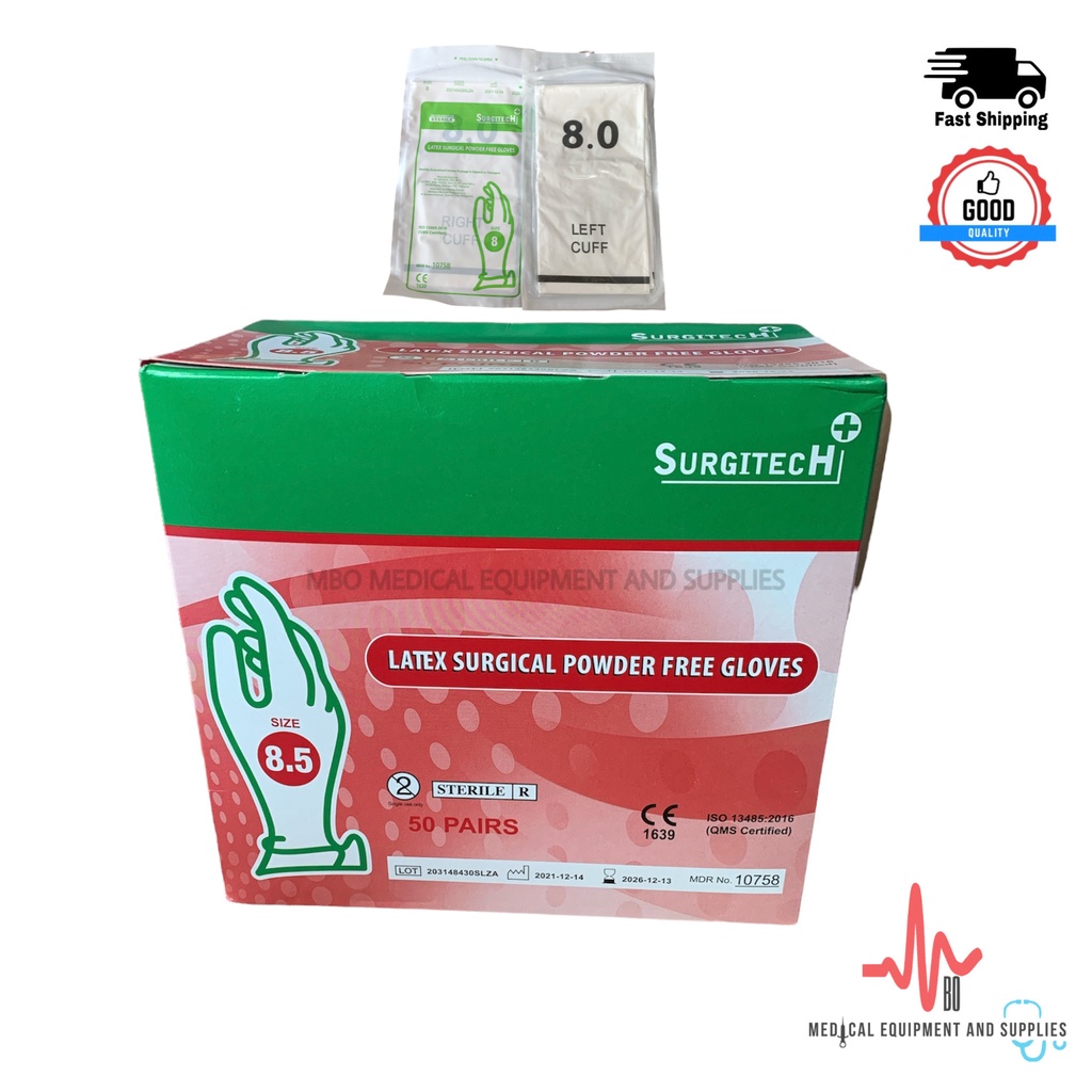 Surgitech Sterile Surgical Gloves 6.0, 6.5, 7.0, 7.5, 8.0, 8.5 (50pairs/box) Shopee Philippines