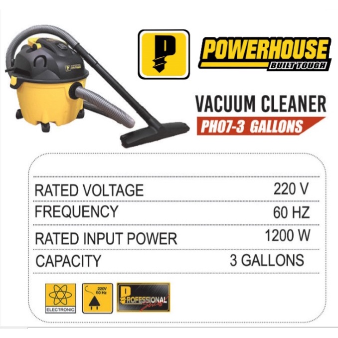 Powerhouse Vacuum Cleaner Wet and Dry 3 Gallons 1200W Shopee Philippines