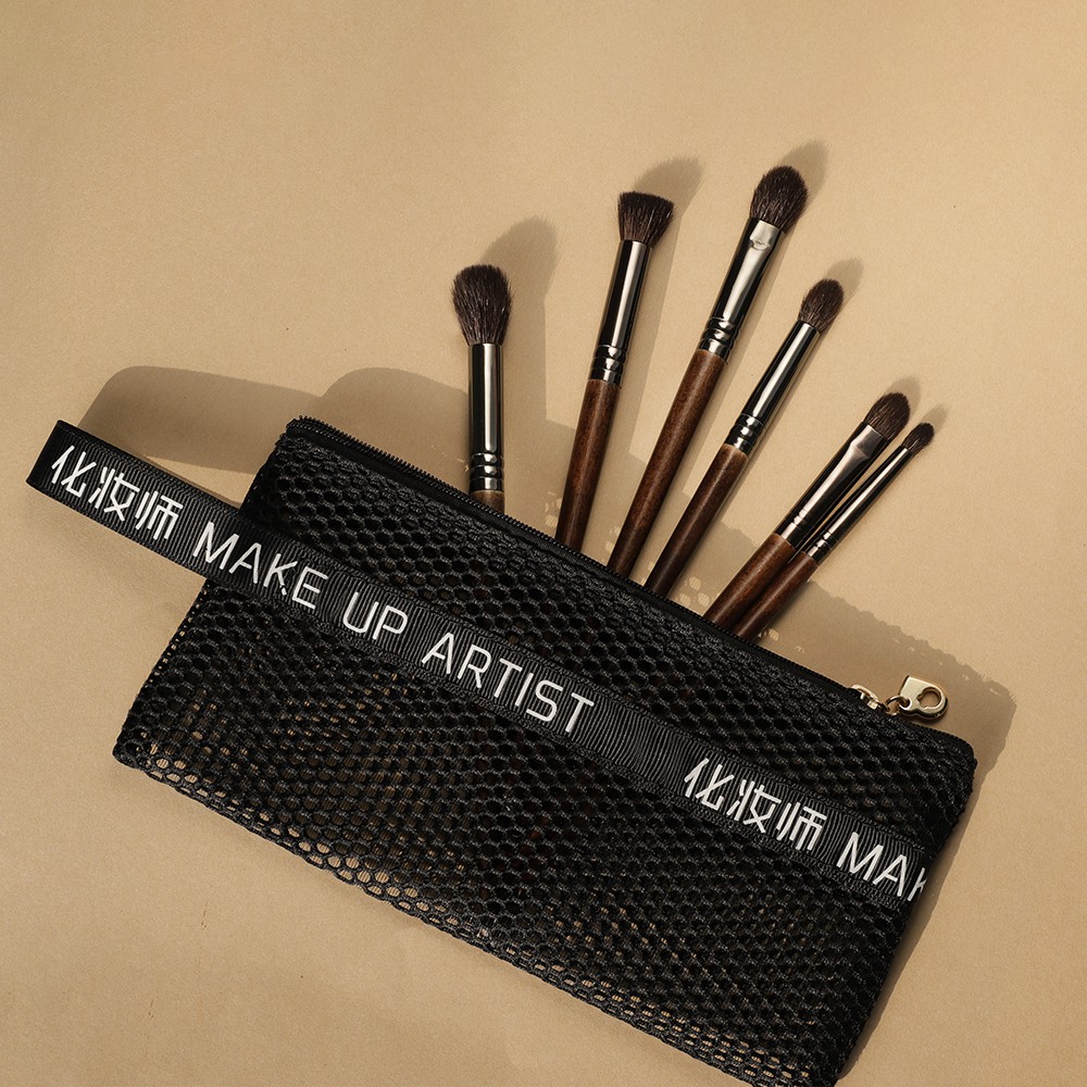 OVW Goat Hair Makeup Brush Set With Black Storage Bag XQ7810111219+XW