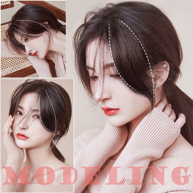 Side Bangs Hair Extension One Clip In Hair French Middle Part Bangs Wig