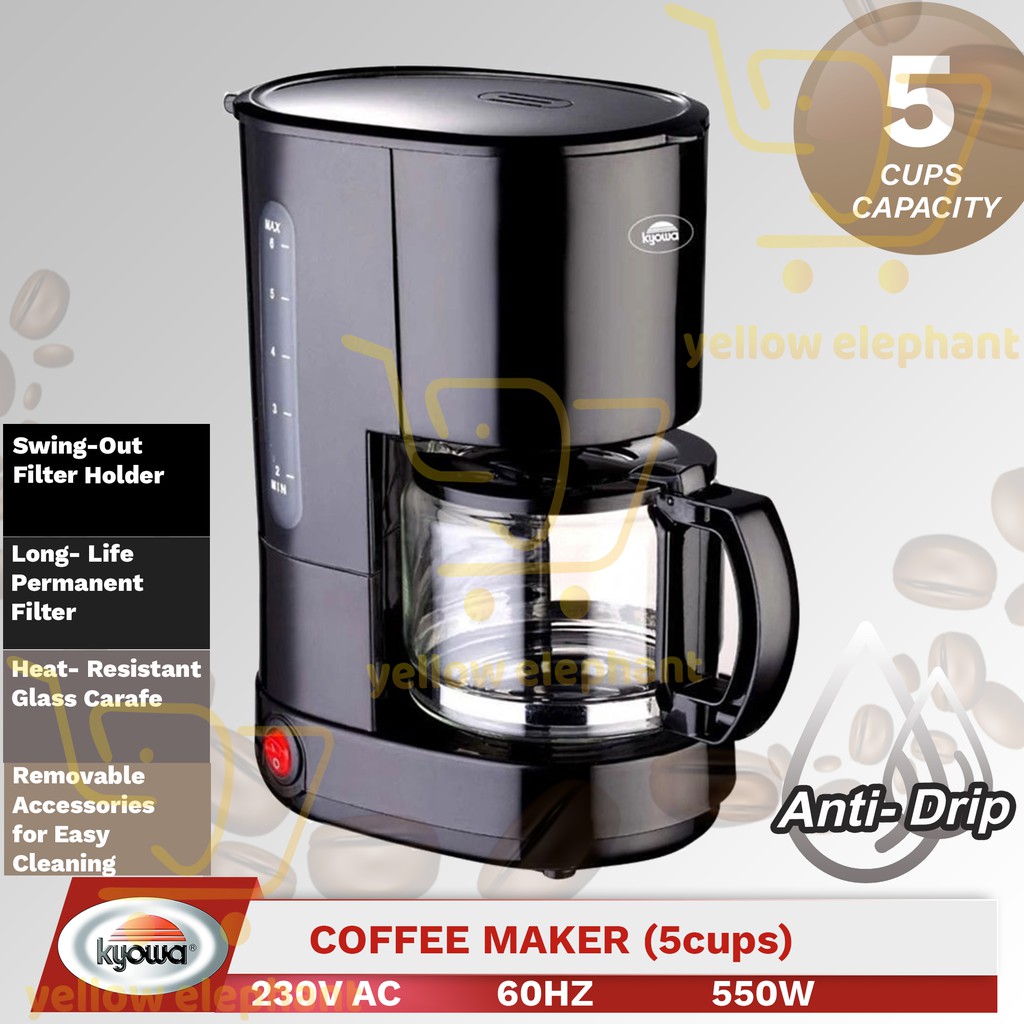 Kyowa Coffee Maker 0.6L 5 Cups Capacity 600W w/ Anti Drip Function
