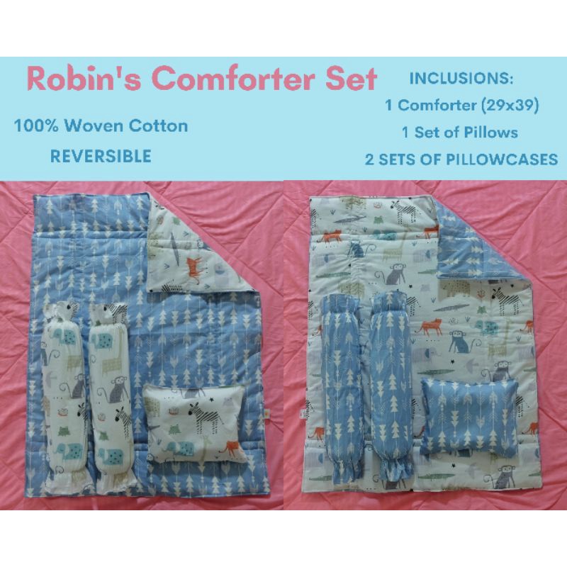 REVERSIBLE 7 in 1 Baby Comforter Set/ Baby Beddings (Robin's Comfy Set