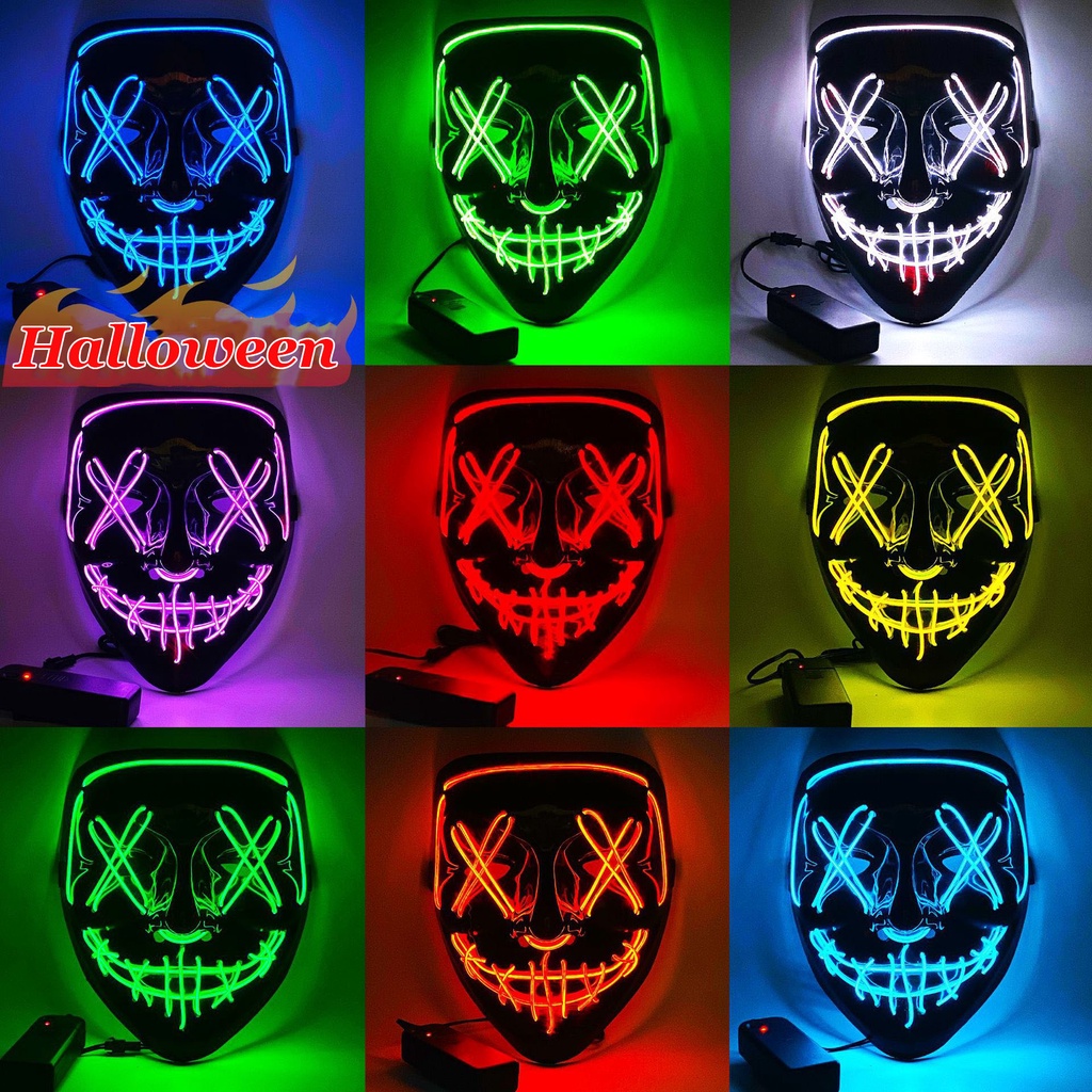 Halloween LED Mask Purge Masks Costume DJ Party Light To Mixed Color