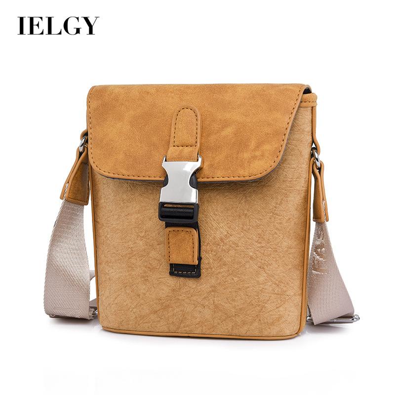 IELGY Men's Wide Shoulder Strap Messenger Bag In Vintage Dupont Paper