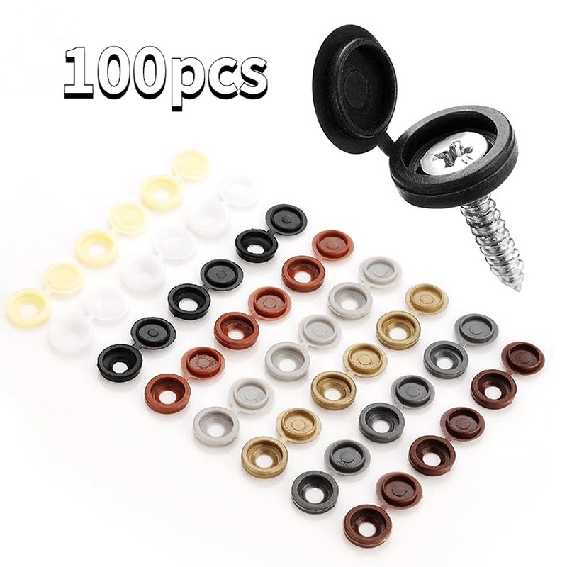 100 PCS Screw Head Plastic Caps Practical SelfTapping Screws
