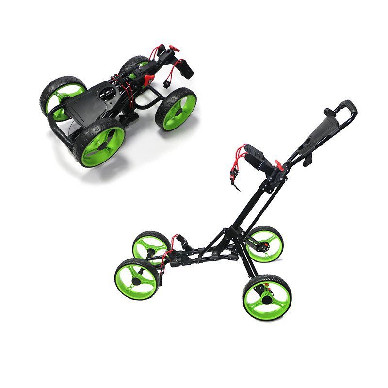 Golf push cart swivel foldable fourwheel golf cart bag carrier portable golf bag trolley cart