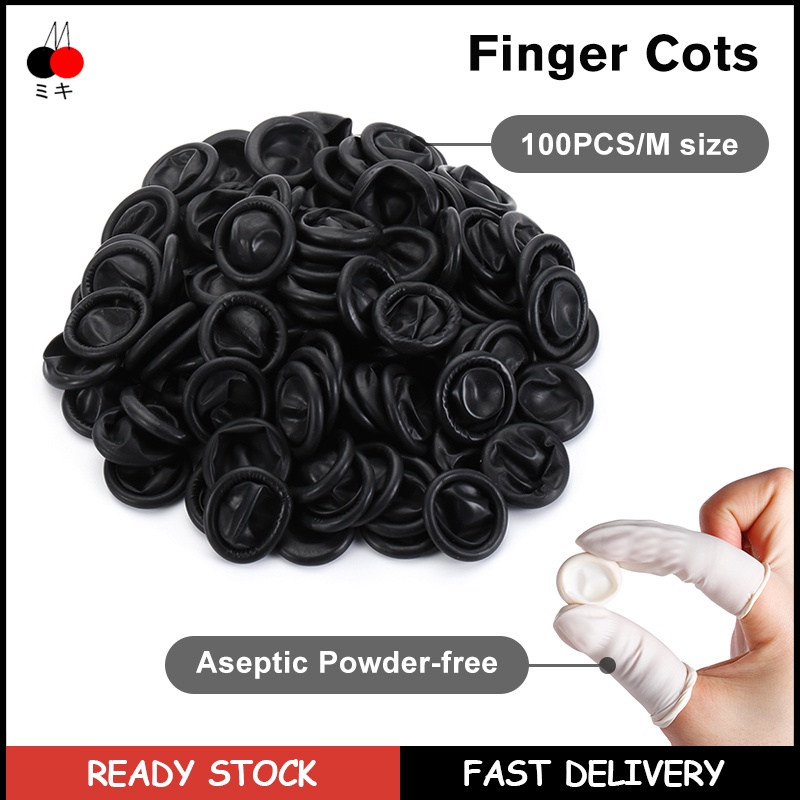 100pcs Disposable Finger Cots 100 Natural Latex, Powderfree, Sturdy