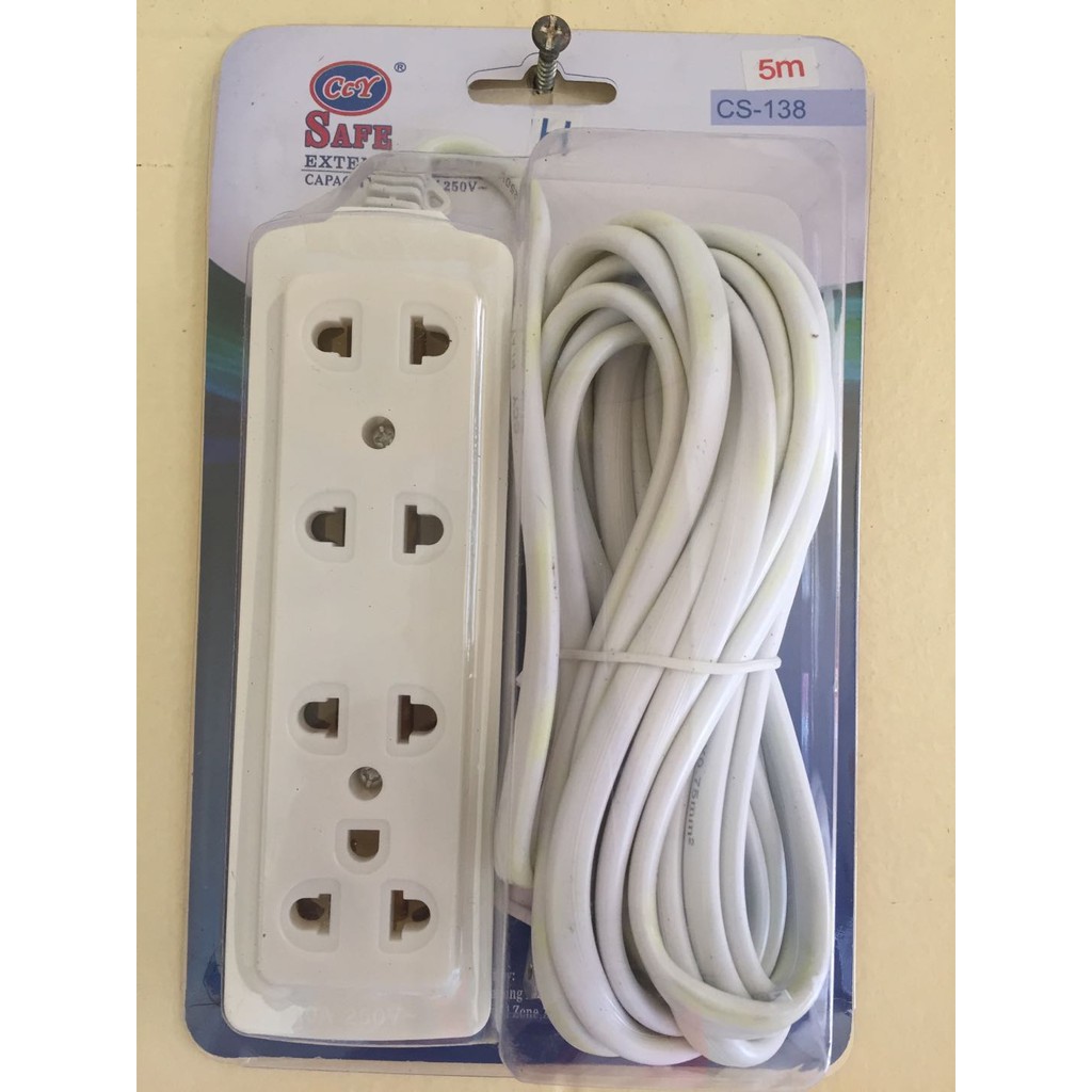CcY CS138(H) Safe Extension Cord (White5 meters) Shopee Philippines