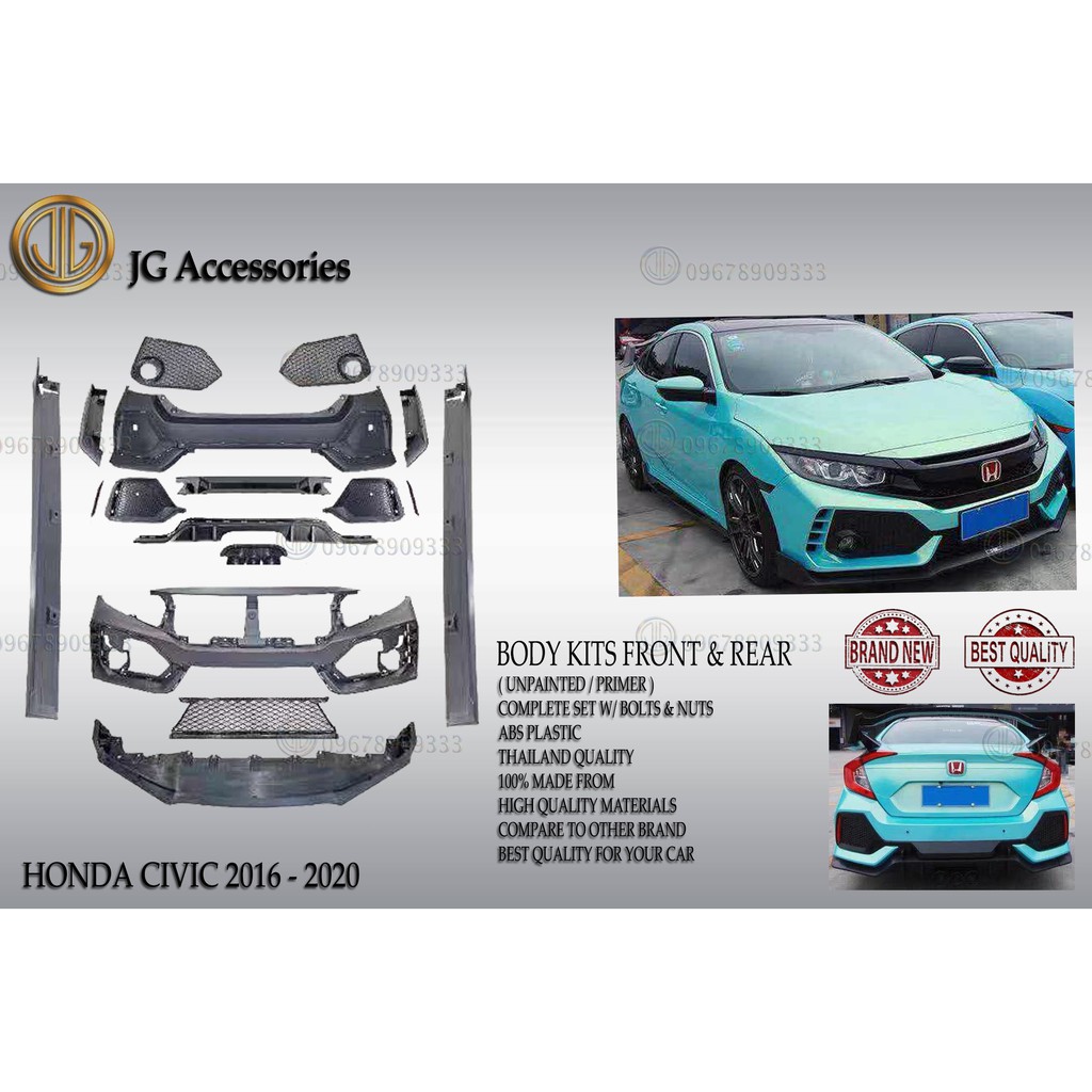HONDA CIVIC 2016 - 2021 FULL BODY KITS / FRONT AND REAR BODY KITS