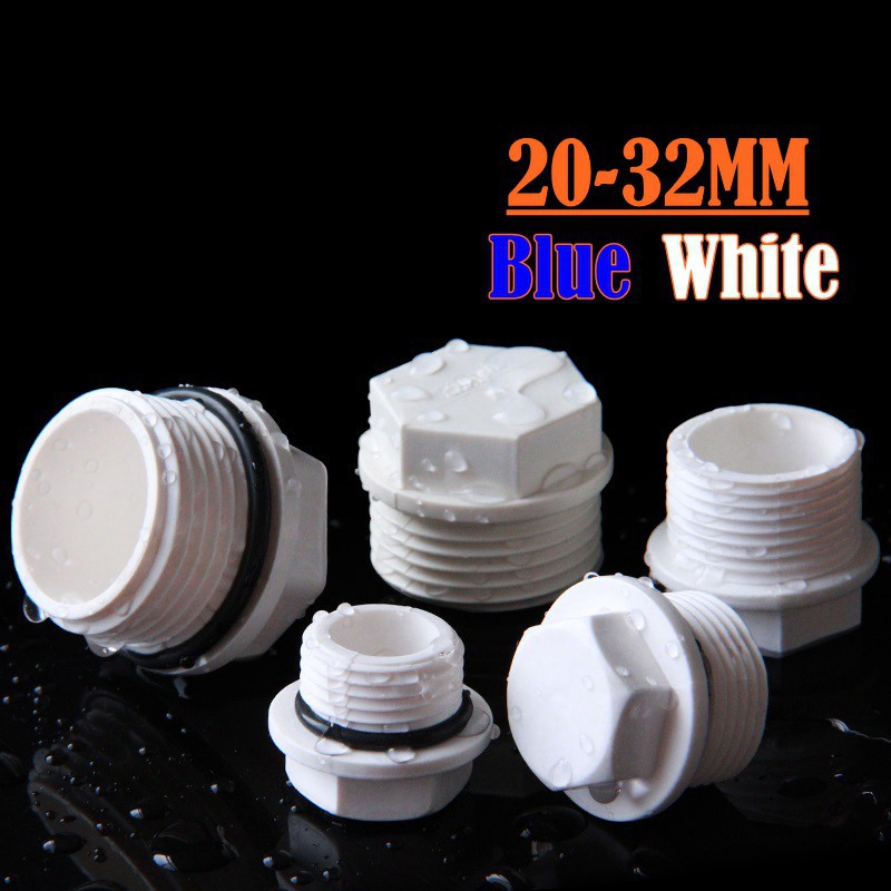 5Pcs 20MM 25MM 32MM PVC Plug Pipe Fitting Male Threaded End Cap Plug