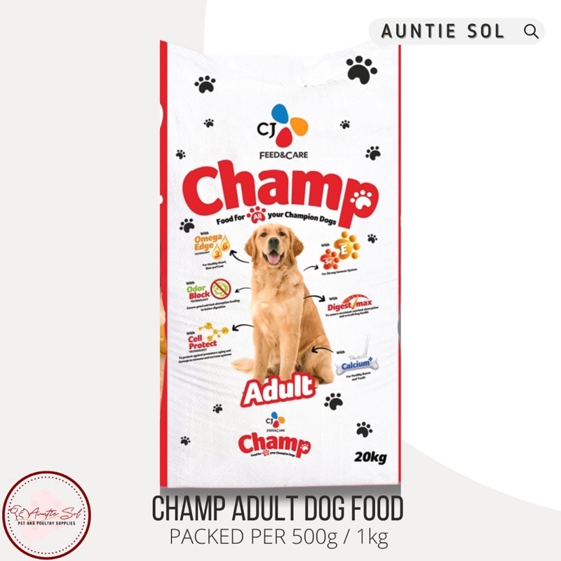 Champ Dog food for adults packed per 250g/500g/1kg Shopee Philippines