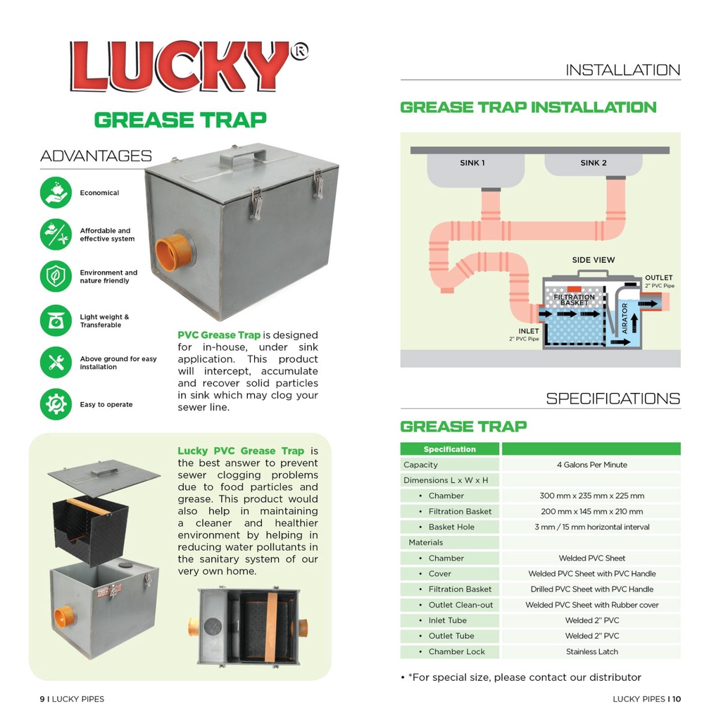 Lucky PVC Grease Trap 4GPM For Kitchen Sink Shopee Philippines