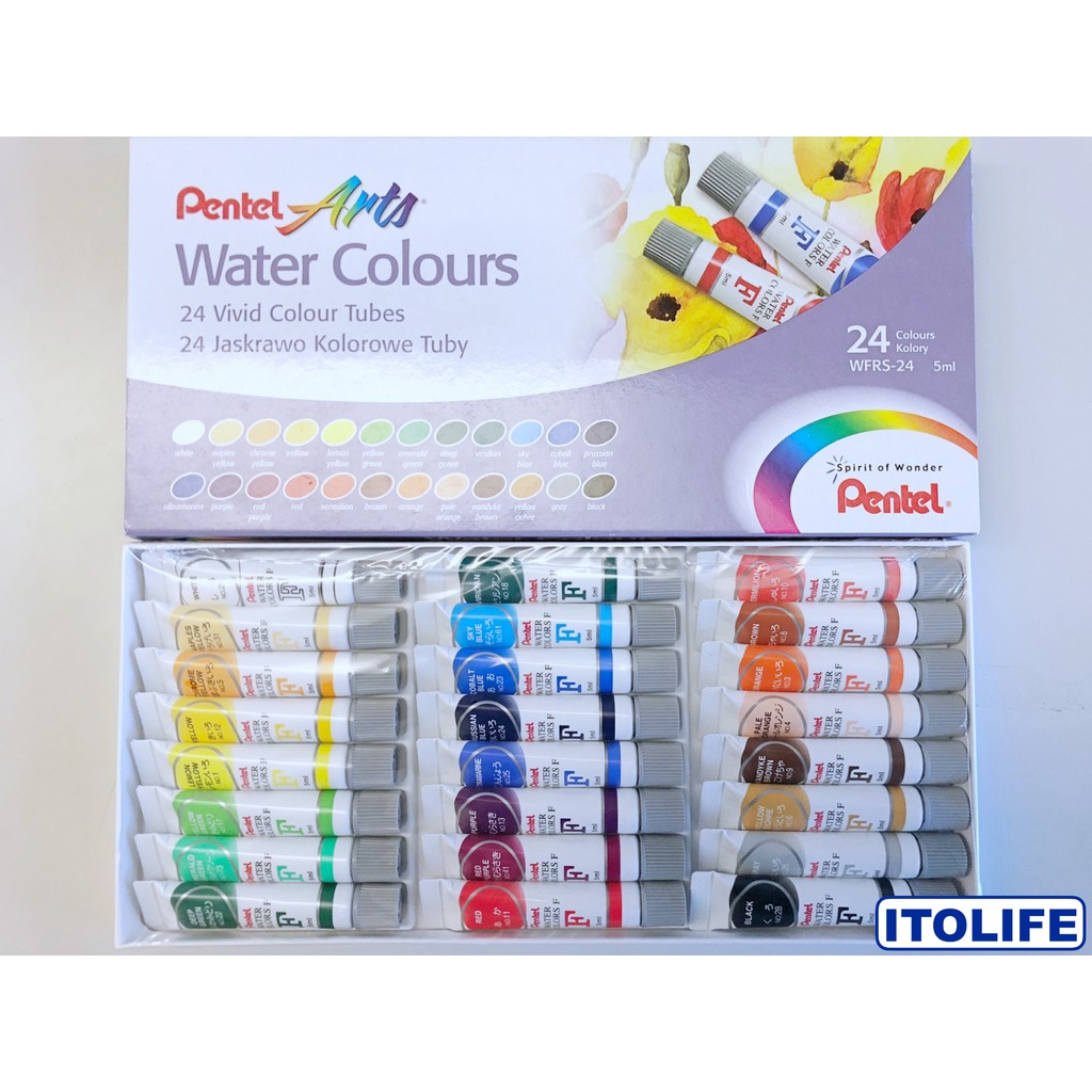Pentel Watercolors 24 Colors Set WFRS24 1 Set Shopee Philippines
