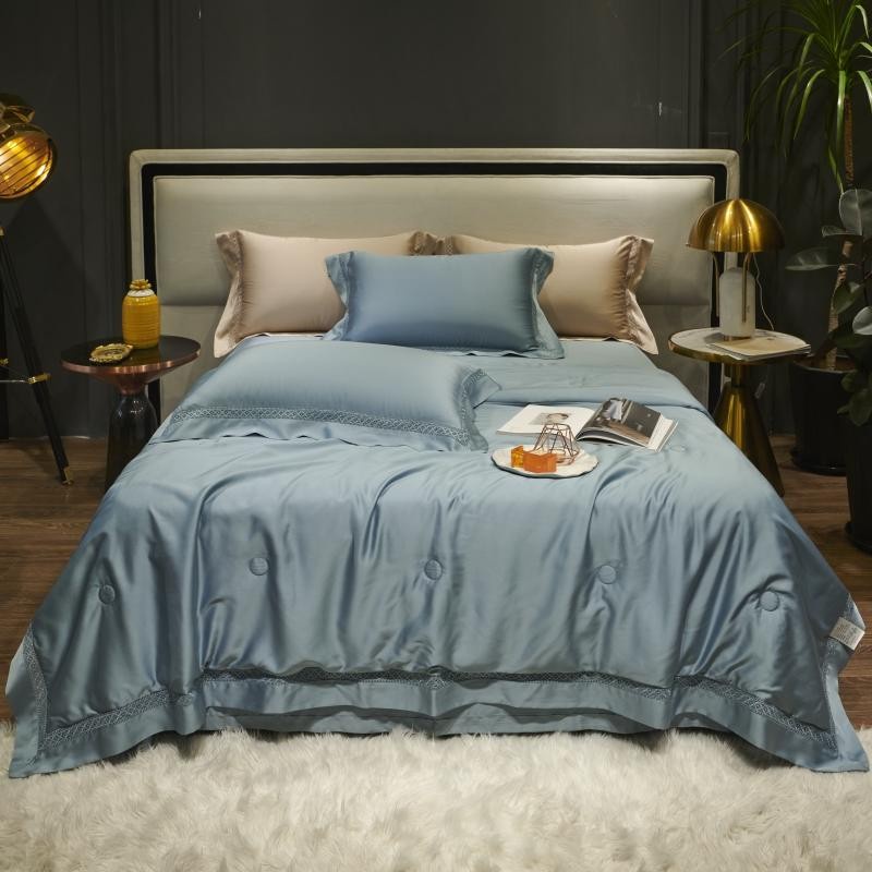 Luxury 100Eucalyptus Lyocell comforter set 4/6pcs chic hollow out Summer Cooling Quilt Bed