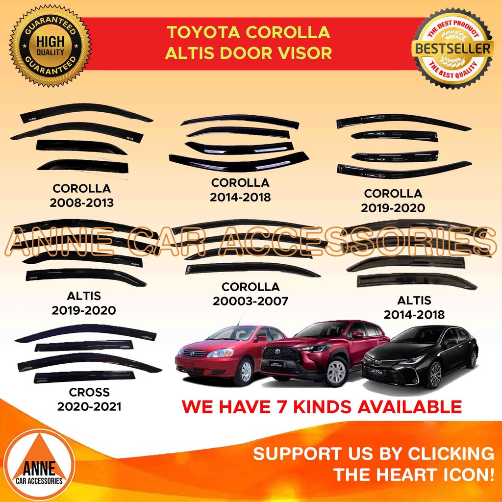 Window Rain Visor for Toyota Corolla Altis Cross 2003 2023 Rain Gutter Rain Guard Rain