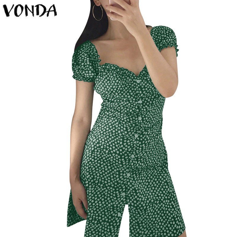 Vonda Women Floral Button Front ALine Dress Shopee Philippines