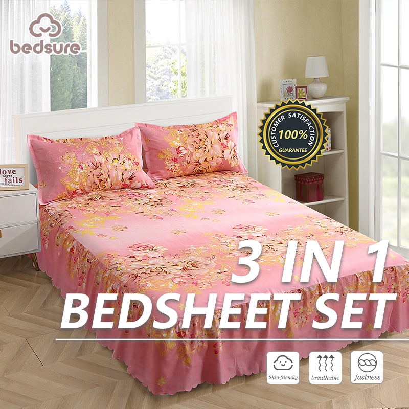 Bedsure Bedding Korean Version Modern Bed skirt Bedsheet Covers 3PC Set