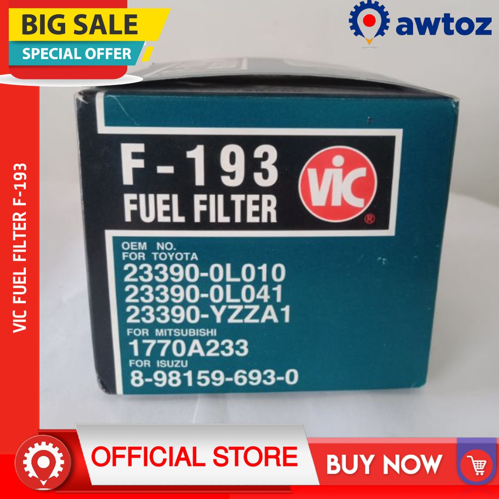 VIC Fuel Filter F193 for Isuzu MUX/DMAX 4JK1/4JJ1 Shopee Philippines