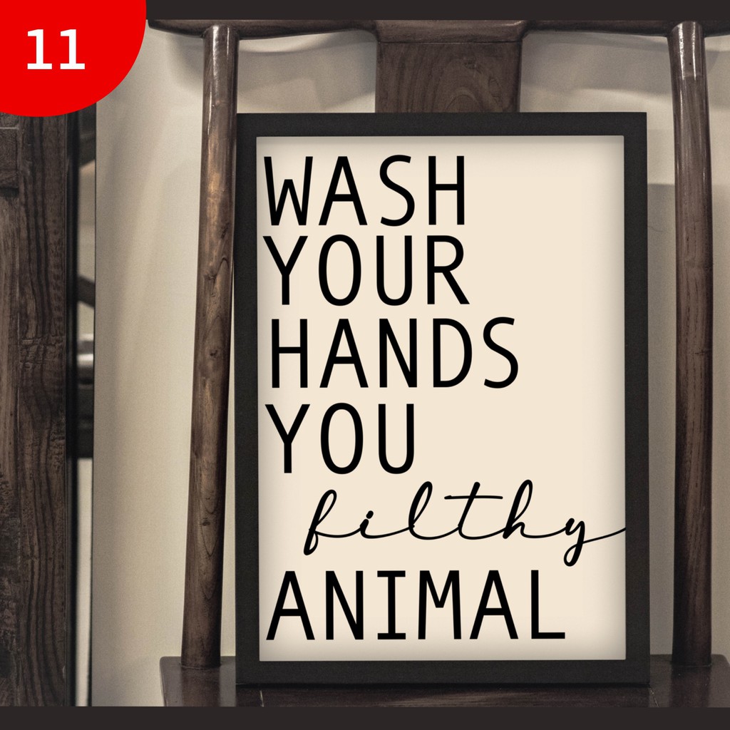 Funny Bathroom wall art with Glass Frame, Nordic Toilet Signs, Bathroom