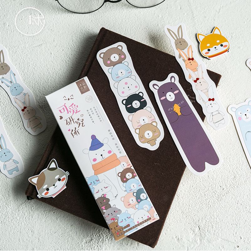 30Pcs Set Creative Cute Animal Paper Bookmark Stationery Bookmark