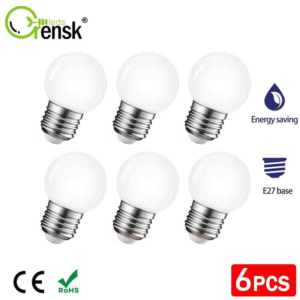 6 Packs E27 LED BULB 1W 2W 3W G45 PC Milky Plastic LED Edison Filament