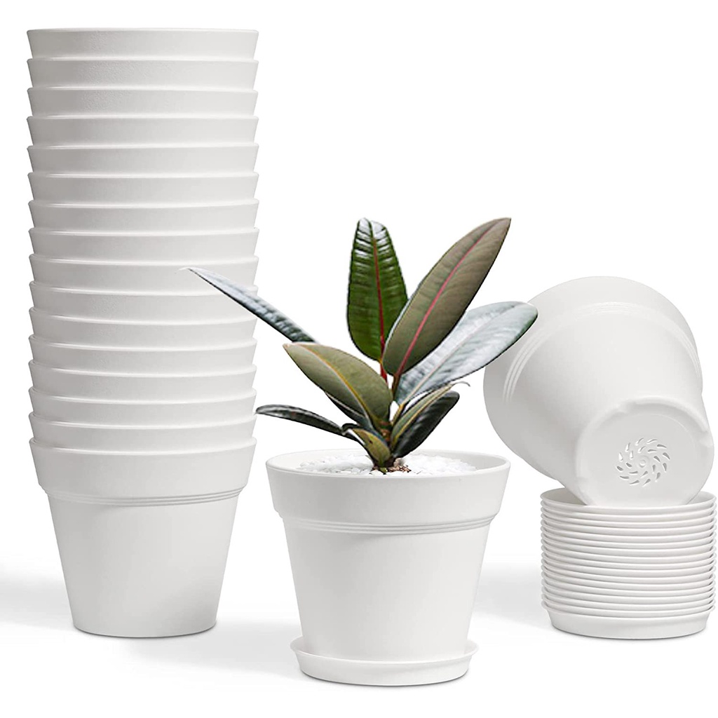 T4U 4 Inch Plant Pots 18Pack Small Plastic Planter with Drainage